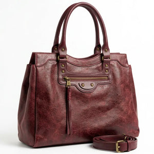 Tommasini - Borsa a bauletto biker cerniera ciondolo donna elegante rigida vintage