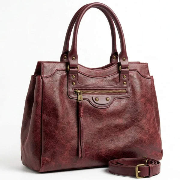 Tommasini - Borsa a bauletto biker cerniera ciondolo donna elegante rigida vintage