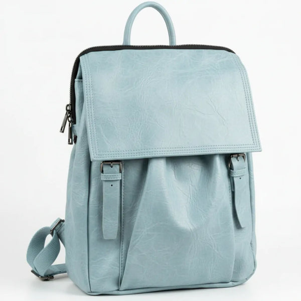 La Sabrinella - zaino unisex eco pelle venata donna uomo cuoio casual vintage multi tasche capiente