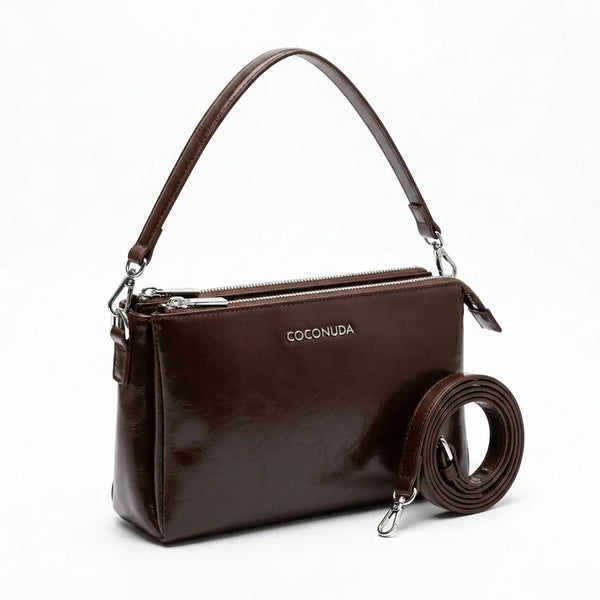 COCONUDA -Borsa donna borsetta tracolla manico elegante sportiva simil pelle venata lucida