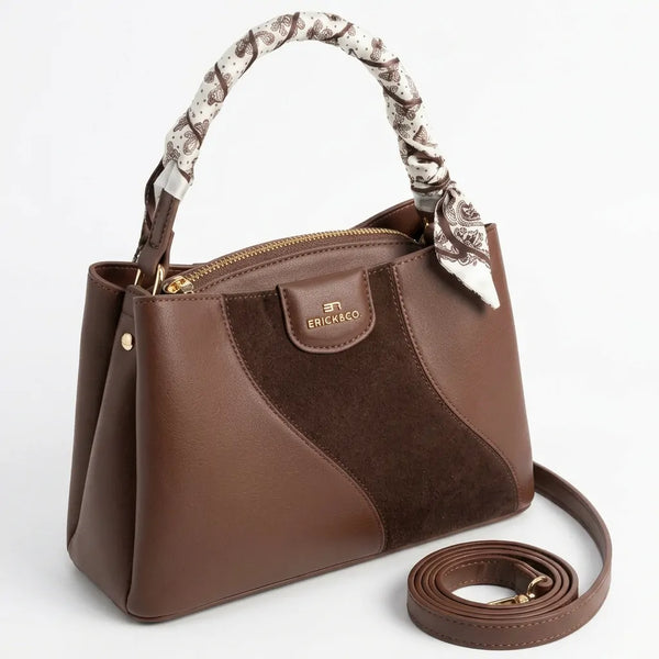 Erick&co - Borsa secchio con foulard Donna Modello Hobo Casual con Dettagli Dorati trapezoidale