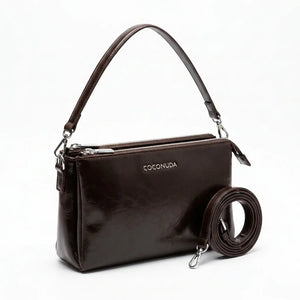 COCONUDA -Borsa donna borsetta tracolla manico elegante sportiva simil pelle venata lucida