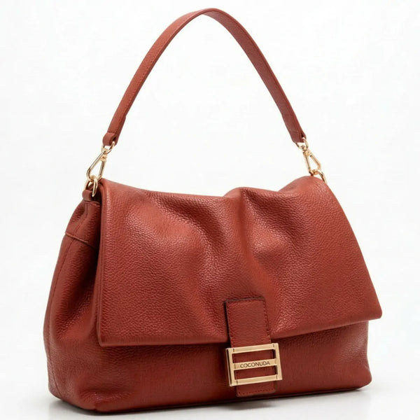 COCONUDA - Borsa a Spalla platta firmata Donna simil Pelle bauletto tracolla scamosciata