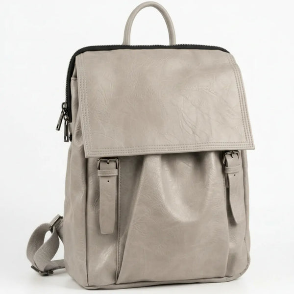 La Sabrinella - zaino unisex eco pelle venata donna uomo cuoio casual vintage multi tasche capiente