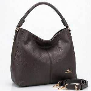 CHARRO - Borsa a Spalla Donna Beige in Pelle Morbida Borsa Hobo Grande con Tracolla monomanico