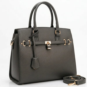 Borsa a bauletto biker lucchetto ciondolo donna elegante rigida