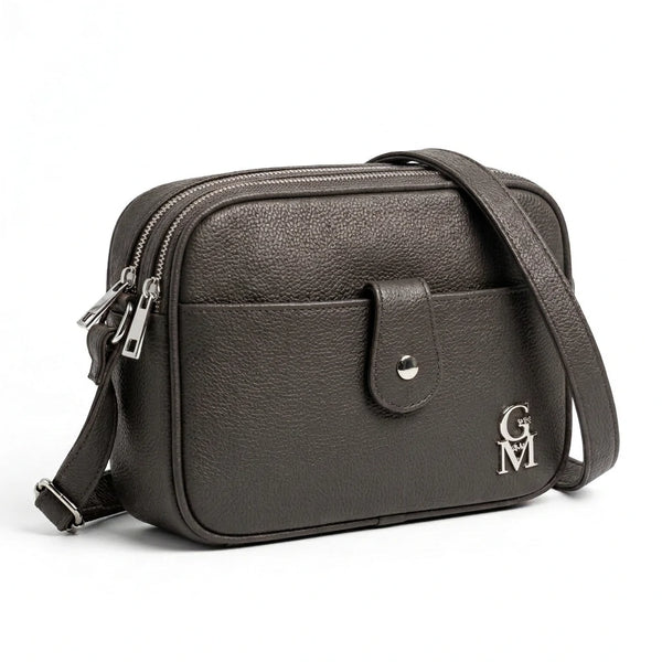 La Fina - Borsa borsetta donna a tracolla firmata gyoiamea nuova 4 tasche zip effetto simil pelle