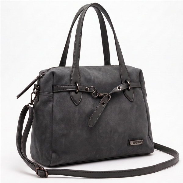 CHARRO - Borsa a Spalla Donna simil Pelle bauletto effetto opaco camoscio con tracolla scamosciata