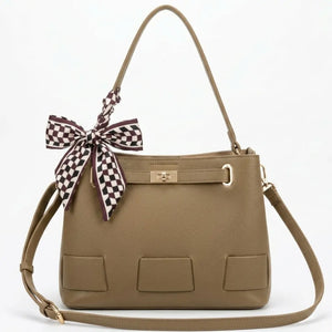 Foulardina - Borsa secchio con foulard Donna Modello Hobo Casual con Dettagli Dorati trapezoidale