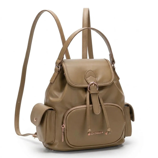 COCONUDA - zaino donna pelle cuoio spalla casual passeggio zainetto vintage tasche piccolo