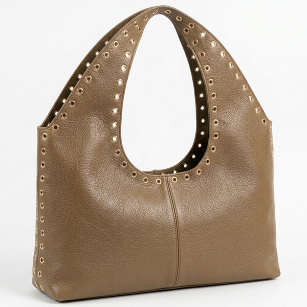 PODRI - Borsa a Spalla Donna simil Pelle Morbida Borsa hobo sacco borchie