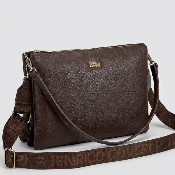 ENRICO COVERI - borsa elegante borsetta tracolla a mano simil pelle sottile slim bustina
