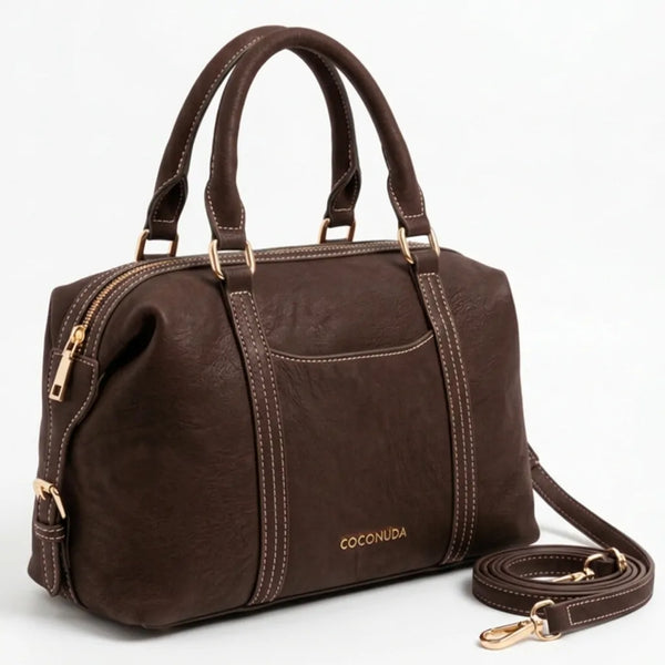 COCONUDA - Borsa a Spalla Donna simil Pelle bauletto effetto opaco camoscio con tracolla scamosciata