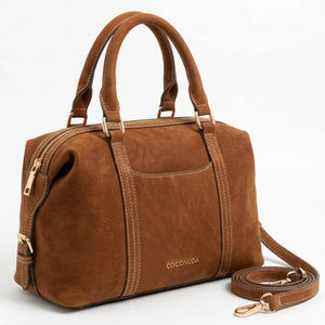 COCONUDA - Borsa a Spalla Donna simil Pelle bauletto effetto opaco camoscio con tracolla scamosciata