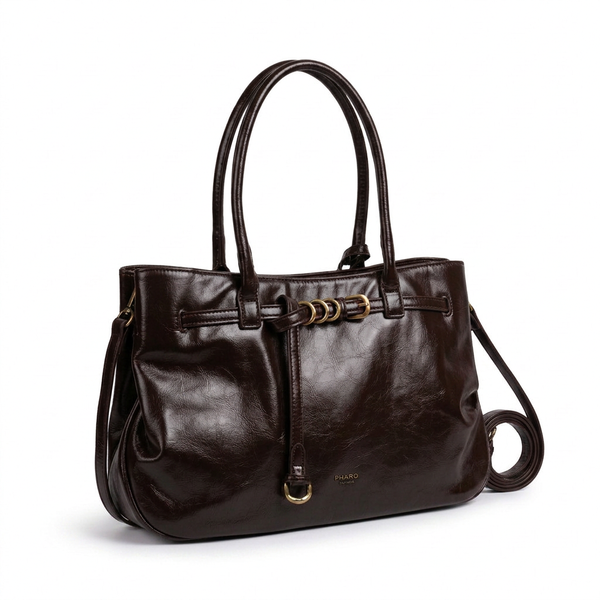 PHARD - Borsa a Spalla Donna simil Pelle lucida Morbida Borsa shopping Grande cinghia