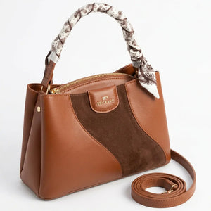 Erick&co - Borsa secchio con foulard Donna Modello Hobo Casual con Dettagli Dorati trapezoidale