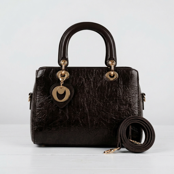 Dudlin - Borsa Donna bauletto borsetta bag Casual rigido simil pelle squamata lucida