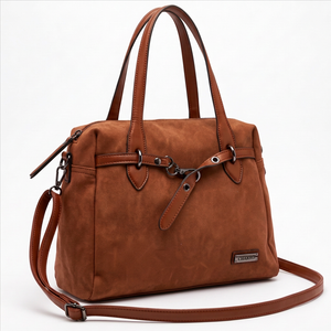 CHARRO - Borsa a Spalla Donna simil Pelle bauletto effetto opaco camoscio con tracolla scamosciata