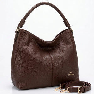 CHARRO - Borsa a Spalla Donna Beige in Pelle Morbida Borsa Hobo Grande con Tracolla monomanico