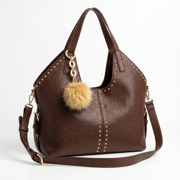 PODRI - Borsa a Spalla Donna simil Pelle Morbida Borsa shopping sacco hobo Grande borchie chiodi