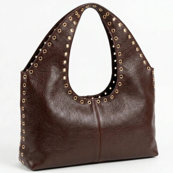 PODRI - Borsa a Spalla Donna simil Pelle Morbida Borsa hobo sacco borchie