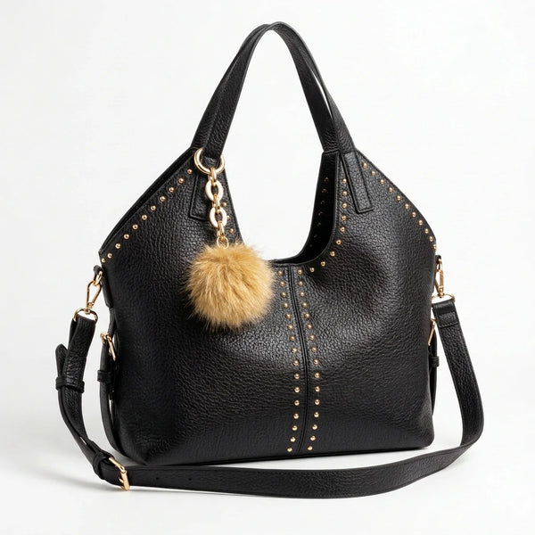 PODRI - Borsa a Spalla Donna simil Pelle Morbida Borsa shopping sacco hobo Grande borchie chiodi