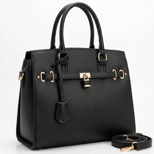 Borsa a bauletto biker lucchetto ciondolo donna elegante rigida