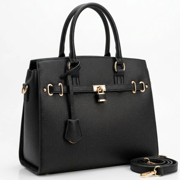 Borsa a bauletto biker lucchetto ciondolo donna elegante rigida