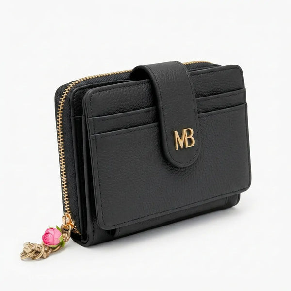 Mariella Burani  - portafoglio trifold portamonete firmato donna con scatola porta carte donna novità simil pelle zip (Copia)