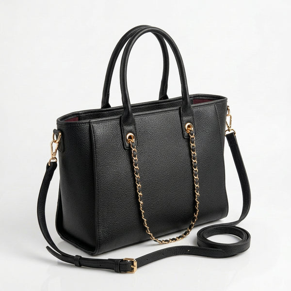 Borsa shopper donna a spalla con catene e tracolla