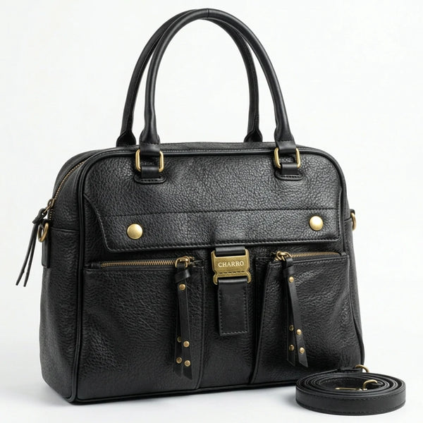 CHARRO - Borsa a Spalla Donna simil Pelle bauletto 2 tasche frontali tracolla