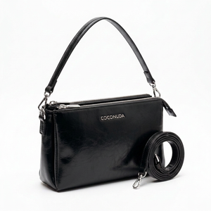 COCONUDA -Borsa donna borsetta tracolla manico elegante sportiva simil pelle venata lucida