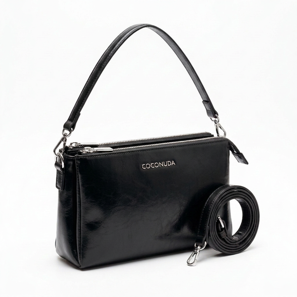 COCONUDA -Borsa donna borsetta tracolla manico elegante sportiva simil pelle venata lucida