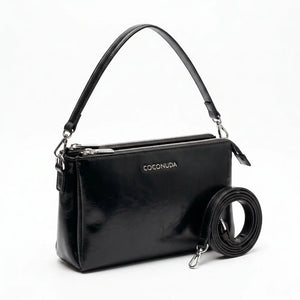 COCONUDA -Borsa donna borsetta tracolla manico elegante sportiva simil pelle venata lucida