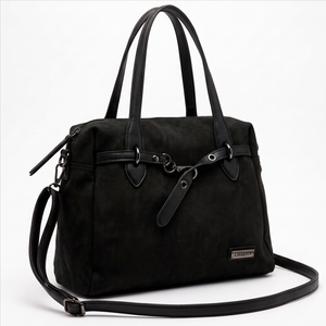 CHARRO - Borsa a Spalla Donna simil Pelle bauletto effetto opaco camoscio con tracolla scamosciata