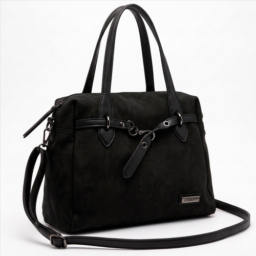 CHARRO - Borsa a Spalla Donna simil Pelle bauletto effetto opaco camoscio con tracolla scamosciata