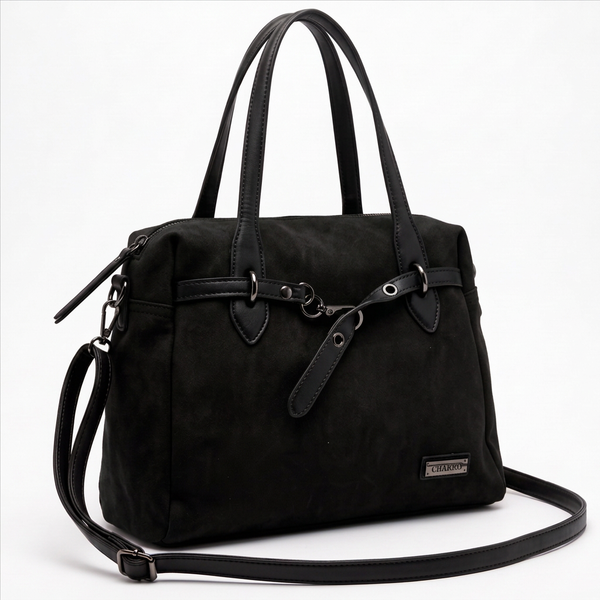 CHARRO - Borsa a Spalla Donna simil Pelle bauletto effetto opaco camoscio con tracolla scamosciata