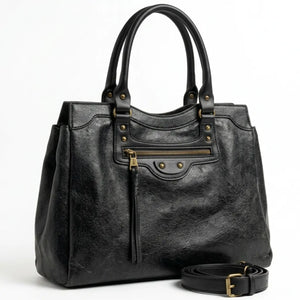 Tommasini - Borsa a bauletto biker cerniera ciondolo donna elegante rigida vintage