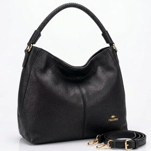 CHARRO - Borsa a Spalla Donna Beige in Pelle Morbida Borsa Hobo Grande con Tracolla monomanico