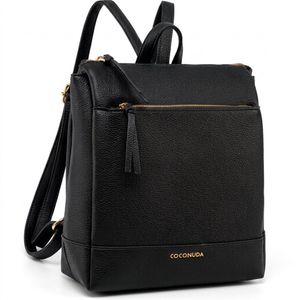 COCONUDA - zaino eco pelle venata donna cuoio casual vintage multi tasche capiente cartella