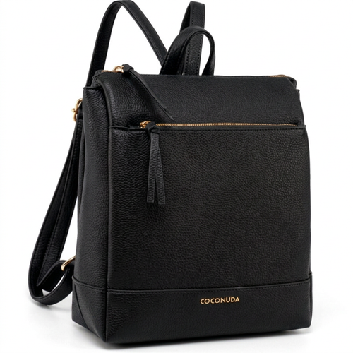 COCONUDA - zaino eco pelle venata donna cuoio casual vintage multi tasche capiente cartella