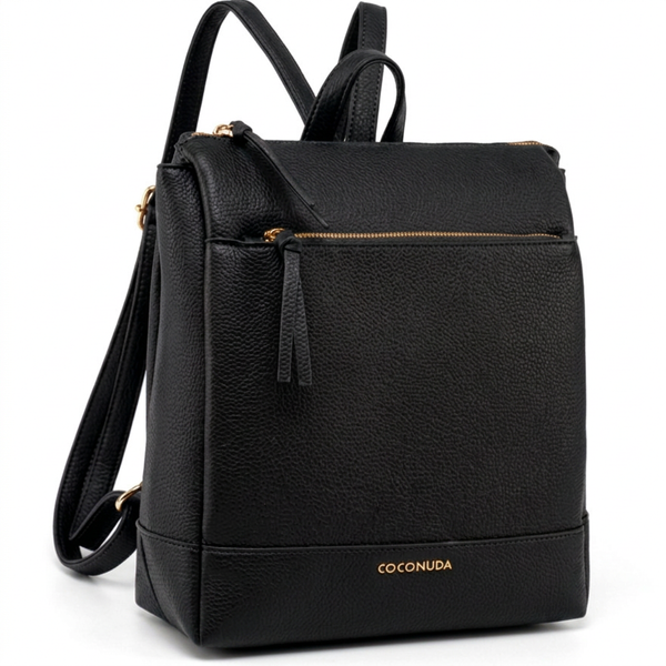 COCONUDA - zaino eco pelle venata donna cuoio casual vintage multi tasche capiente cartella