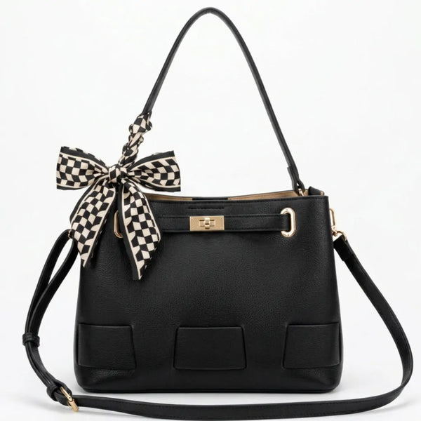 Foulardina - Borsa secchio con foulard Donna Modello Hobo Casual con Dettagli Dorati trapezoidale