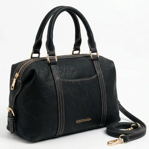 COCONUDA - Borsa a Spalla Donna simil Pelle bauletto effetto opaco camoscio con tracolla scamosciata