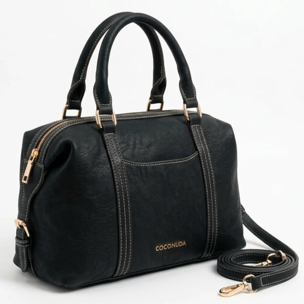 COCONUDA - Borsa a Spalla Donna simil Pelle bauletto effetto opaco camoscio con tracolla scamosciata