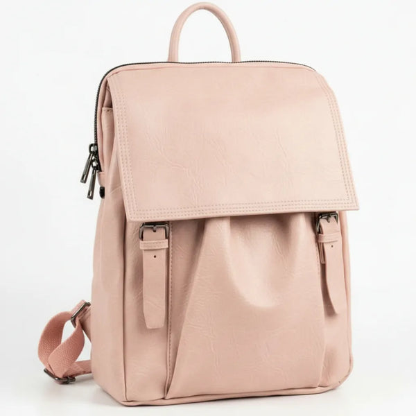 La Sabrinella - zaino unisex eco pelle venata donna uomo cuoio casual vintage multi tasche capiente