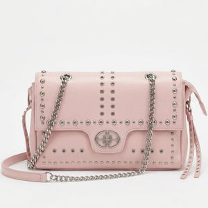 L'Ammucciata -Borsa borsetta pattina borchie sportiva Tracolla in simil pelle venata catena borchiata sportiva