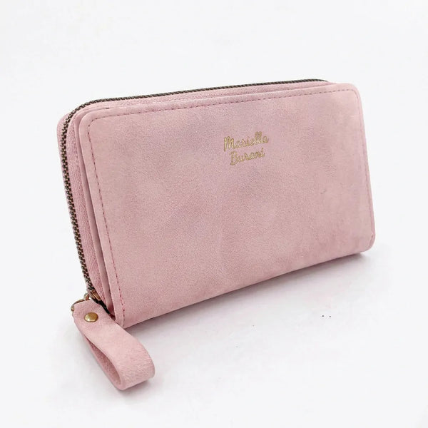 Mariella Burani - portafoglio 1 zip firmato donna con scatola porta carte donna novità simil pelle camoscio scamosciata idea regalo