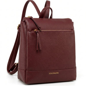 COCONUDA - zaino eco pelle venata donna cuoio casual vintage multi tasche capiente cartella