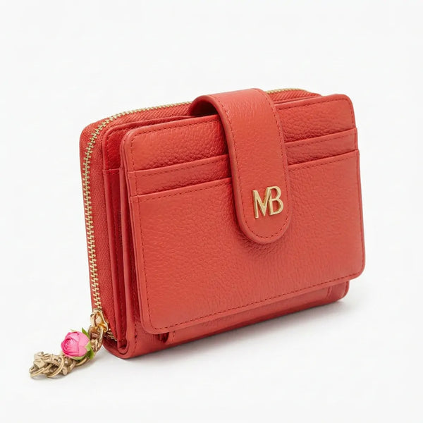 Mariella Burani  - portafoglio trifold portamonete firmato donna con scatola porta carte donna novità simil pelle zip (Copia)
